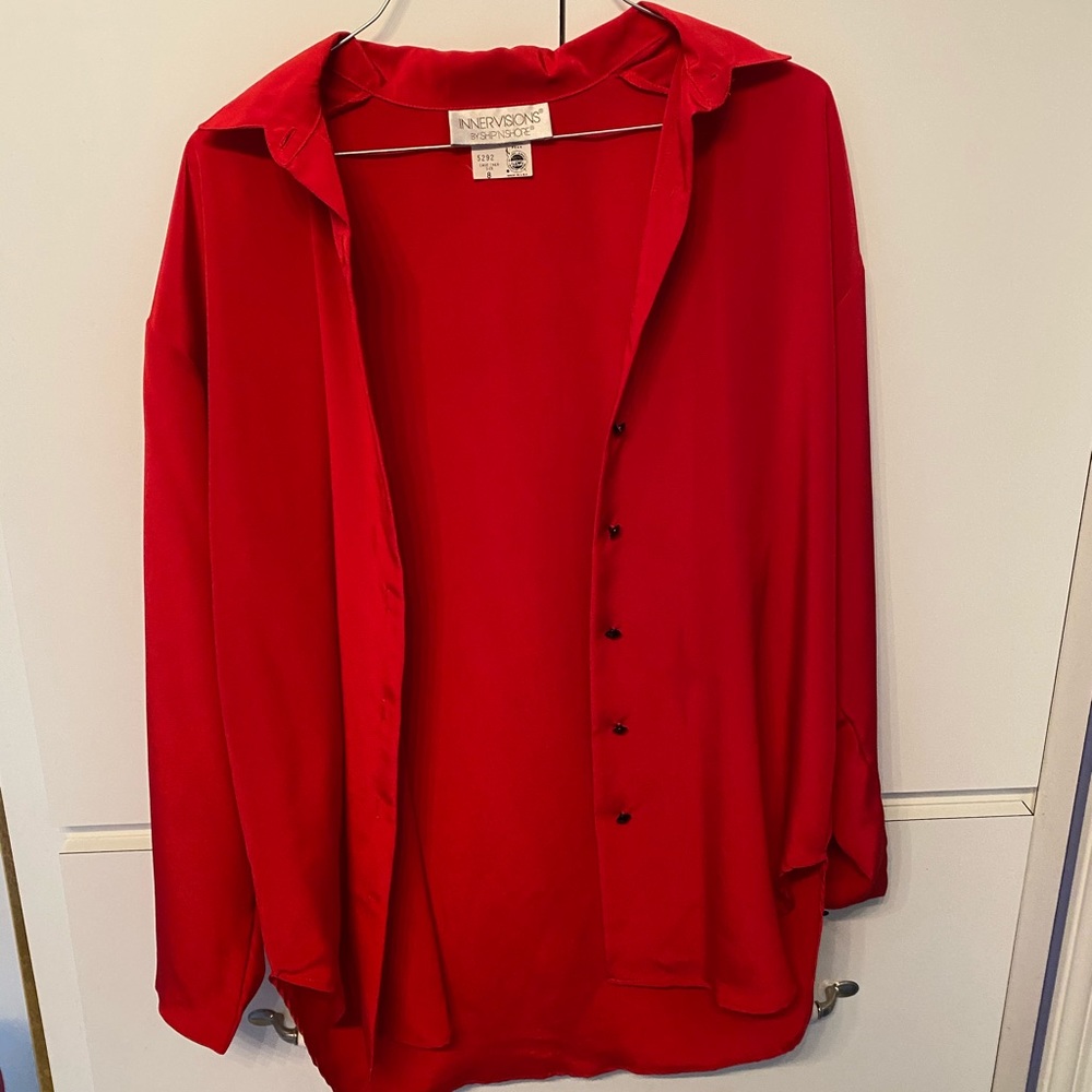 Red button down shirt